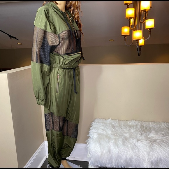 Camouflage Khaki Green Mesh Jogger Set - Picture 6 of 16